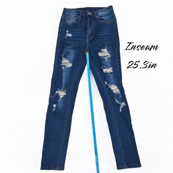 High Rise Ripped Skinny Jeans(A019)-Size 3/26 for Women - Picture 7 of 9